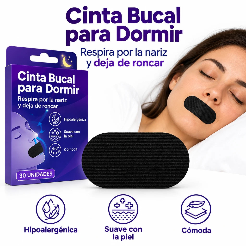 Cinta bucal para dormir – respira por la nariz y ronca menos
